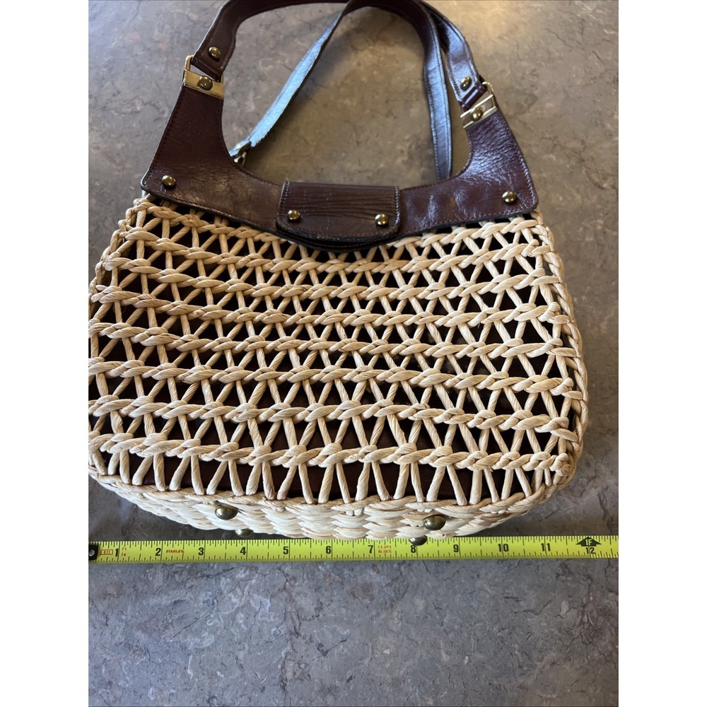 Vintage 1970's ETIENNE AIGNER Woven Wicker w/Leather Attachments - Picture 7 of 10